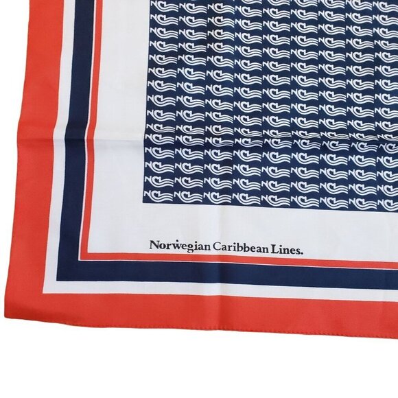 Norwegian Caribbean Lines Vintage Silk Scarf Red/White/Blue Nautical Design 34" - Picture 4 of 4